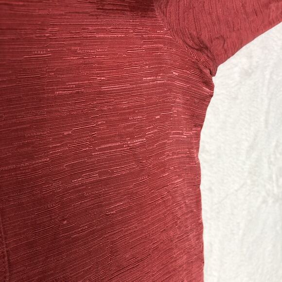 VTG NORDSTROM Linen Silk Top Sz L Coral 3/4 Sleeve Button Up Textured Notch‎ - Picture 11 of 11